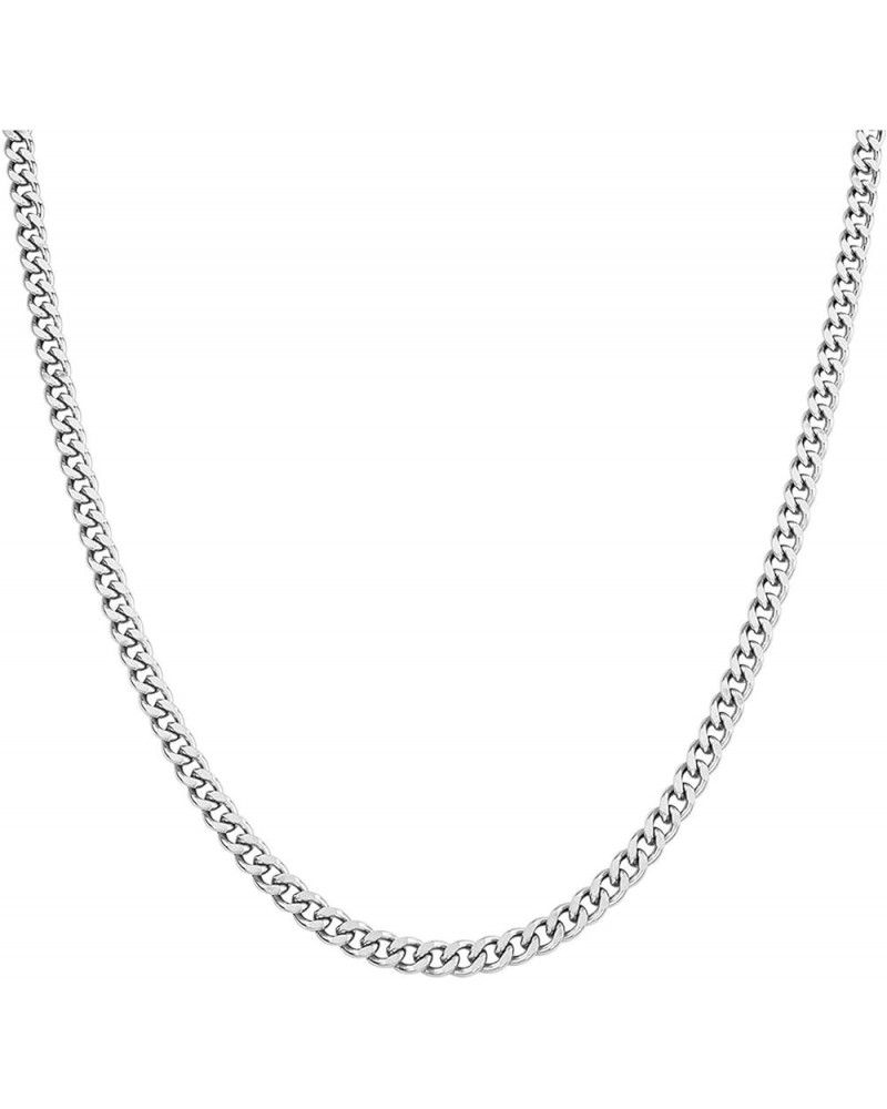 Stainless Steel Chain Necklace Silver for Men Women 16" - 30 3.8mm Curb Link $11.19 Necklaces