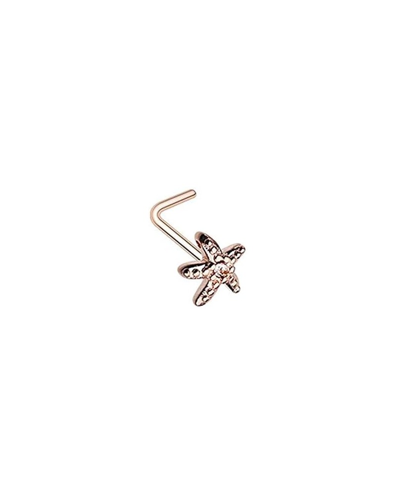 Rose Gold Wish Upon A Starfish L-Shape Nose Ring $9.85 Body Jewelry