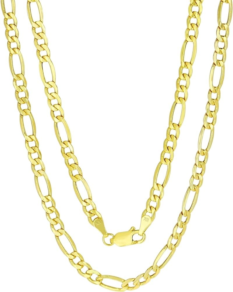 10k Yellow Gold 4.5mm Figaro Chain Link Pendant Necklace, Mens Womens Jewelry 16" 18" 20" 22" 24" 26" 28" 30 24 $172.12 Neckl...