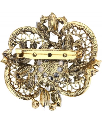 Elegant Rhinestone Crystal Brooch Pin, Vintage Inspired Symmetry Marquise Brooch Clip for Women Brown Antiqued Gold-Tone $10....