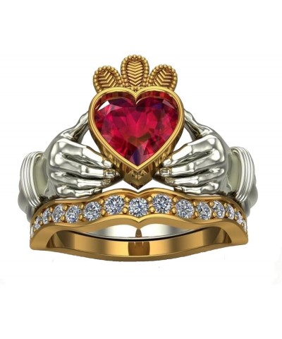 Irish Claddagh Ring Heart-shaped rhinestone stack wearing Kelt knot timeless design ring 7 $10.20 Rings