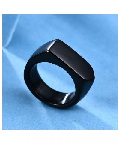 Stainless Steel Square Shape Signet Style Classical Simple Plain Wedding Engagement Statement Ring Arrow Black $8.84 Rings