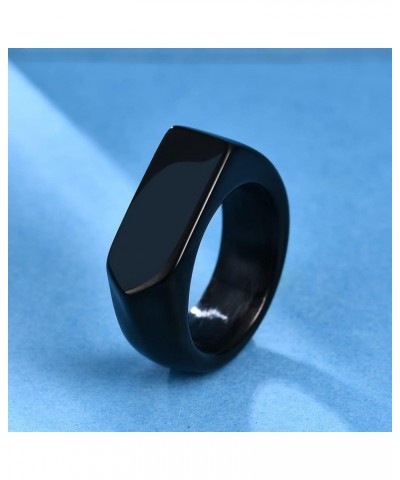 Stainless Steel Square Shape Signet Style Classical Simple Plain Wedding Engagement Statement Ring Arrow Black $8.84 Rings