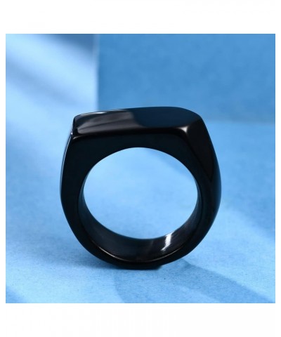 Stainless Steel Square Shape Signet Style Classical Simple Plain Wedding Engagement Statement Ring Arrow Black $8.84 Rings