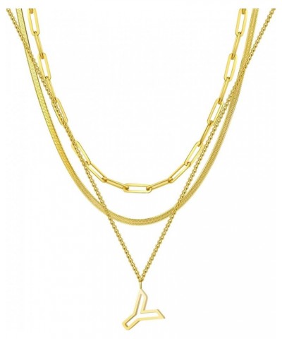 14K Gold Necklace For Women Trendy, Initial Layered Necklaces For Women Dainty Snake Chain Jewlery Gift Y $8.69 Necklaces