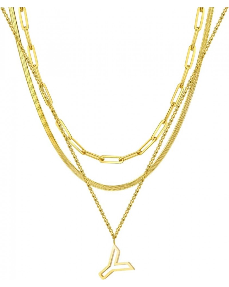 14K Gold Necklace For Women Trendy, Initial Layered Necklaces For Women Dainty Snake Chain Jewlery Gift Y $8.69 Necklaces