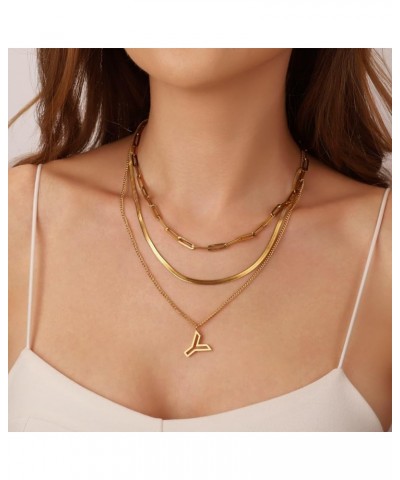 14K Gold Necklace For Women Trendy, Initial Layered Necklaces For Women Dainty Snake Chain Jewlery Gift Y $8.69 Necklaces