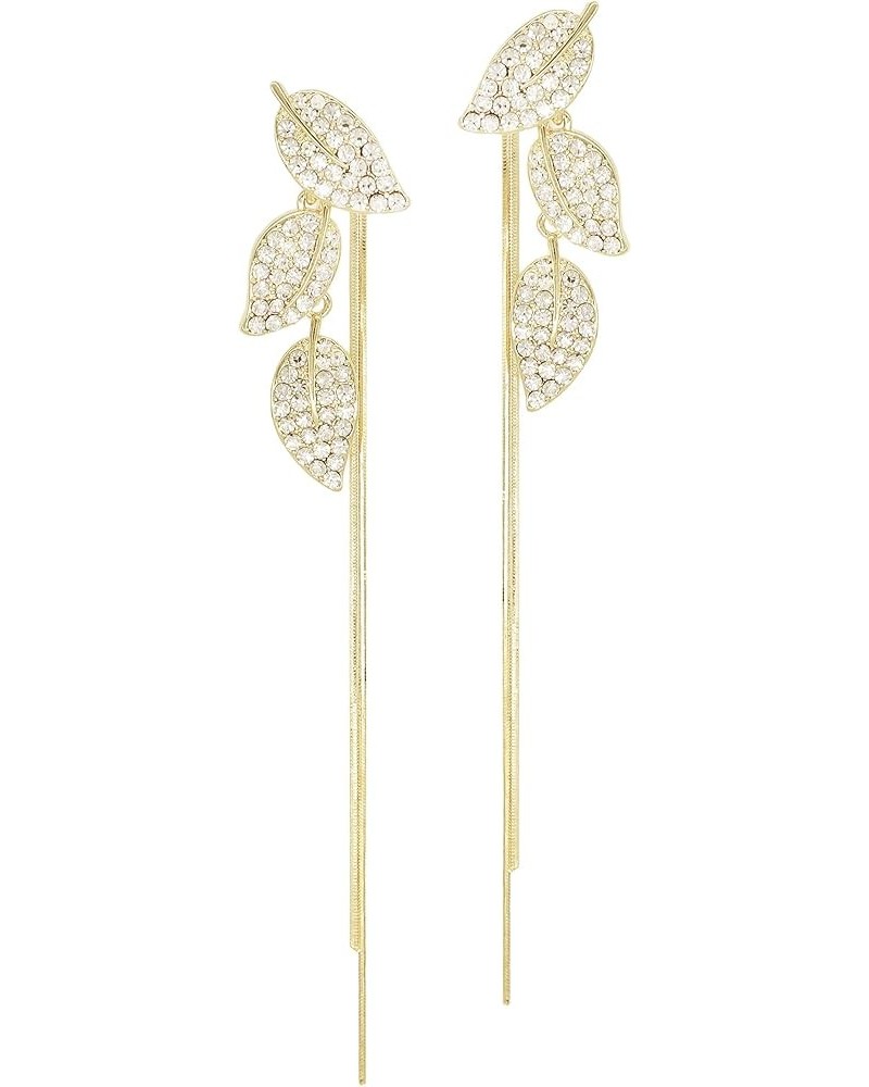 long gold chain tassel earrings - 14k gold plated brass anchor snake chain – with rhinestone zircon cat eyes gems - butterfly...