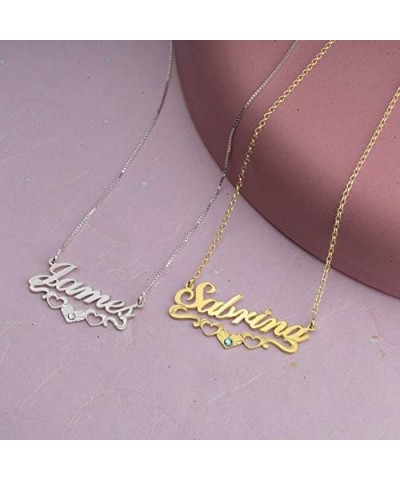 Personalized Name Necklace Custom Name Necklace with Birthstone Sterling Silver 10k/14k/18k Gold Plated Name Necklace for Wom...