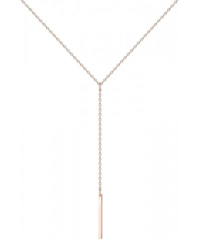 Women Simple Bar Pendant Necklace Dainty 18K Gold Necklace Rose Gold Plated Simple Design Solid Circle, Heart Choker Chain Si...