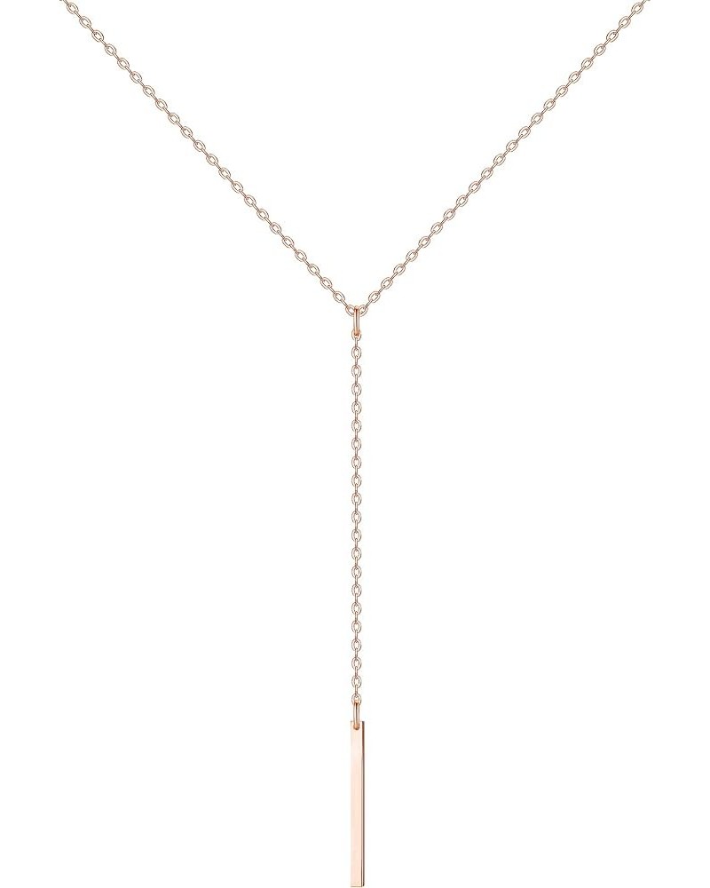 Women Simple Bar Pendant Necklace Dainty 18K Gold Necklace Rose Gold Plated Simple Design Solid Circle, Heart Choker Chain Si...