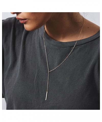 Women Simple Bar Pendant Necklace Dainty 18K Gold Necklace Rose Gold Plated Simple Design Solid Circle, Heart Choker Chain Si...