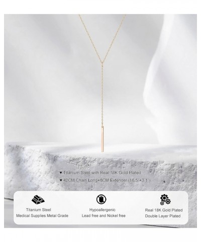 Women Simple Bar Pendant Necklace Dainty 18K Gold Necklace Rose Gold Plated Simple Design Solid Circle, Heart Choker Chain Si...