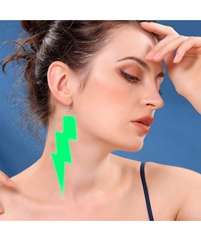 Simple Acrylic Hollow Lightning Bolt Dangle Earrings (green) $5.66 Earrings