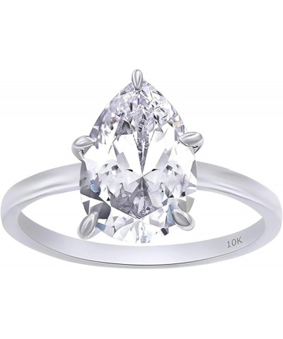 1.00-3.00 Carat, Pear Shape Lab Grown Diamond Prong Set Solitaire Engagement Ring In 10K Solid White Gold (G-H, VS-SI) Fine J...