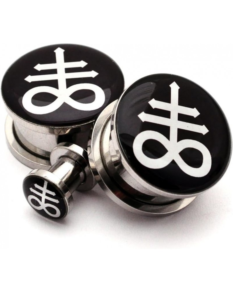 Screw on Plugs - Leviathan Cross Style 2 Picture Plugs - Sold As a Pair 0g (8mm) $9.44 Body Jewelry