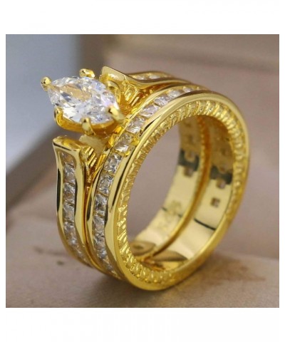 Yellow Gold Filled Bridal Sets Marquise cut Cz Engagement Ring 2pcs Womens Wedding Ring Sets Gold1 8 $14.09 Sets