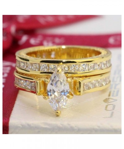 Yellow Gold Filled Bridal Sets Marquise cut Cz Engagement Ring 2pcs Womens Wedding Ring Sets Gold1 8 $14.09 Sets