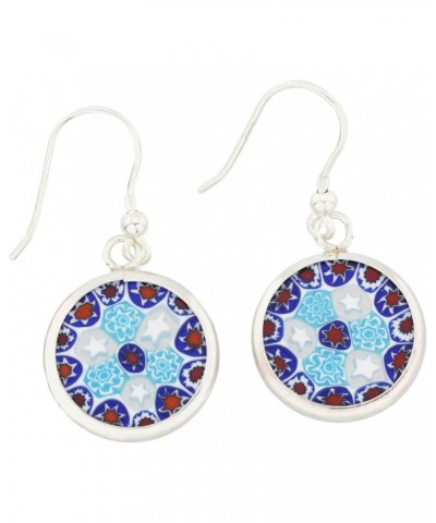 GlassOfVenice Murano Glass Millefiori Round Dangle Earrings - Silver $22.48 Earrings