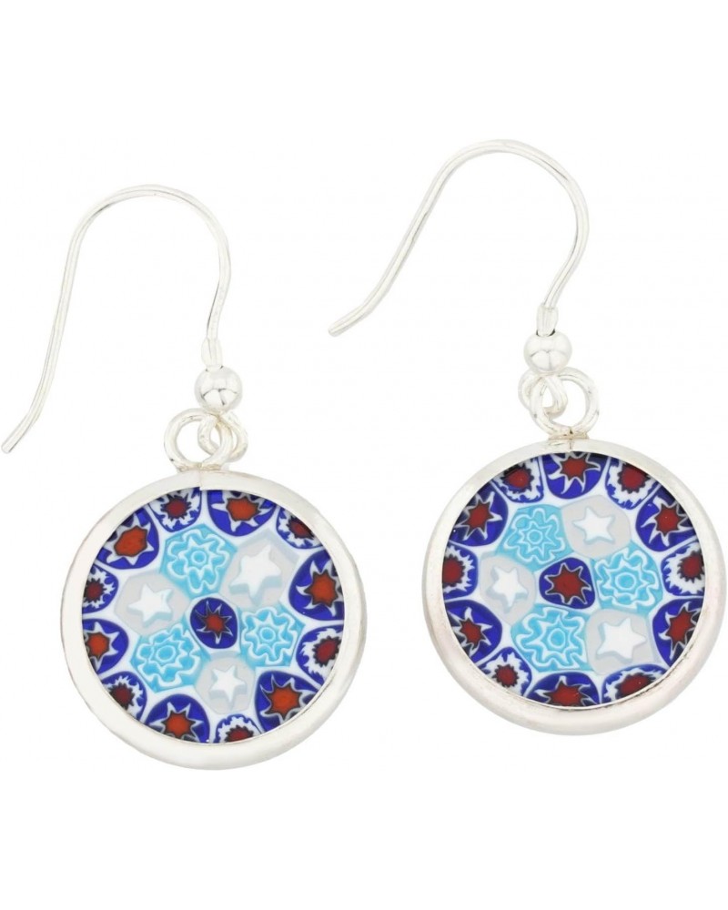 GlassOfVenice Murano Glass Millefiori Round Dangle Earrings - Silver $22.48 Earrings