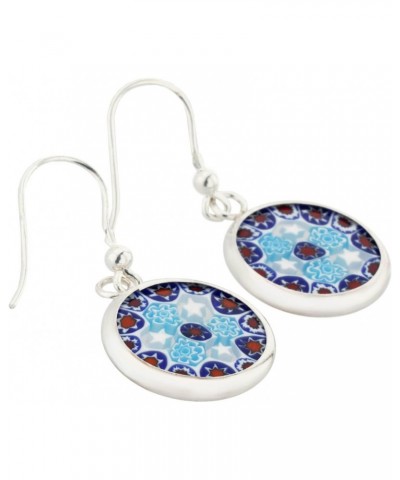 GlassOfVenice Murano Glass Millefiori Round Dangle Earrings - Silver $22.48 Earrings