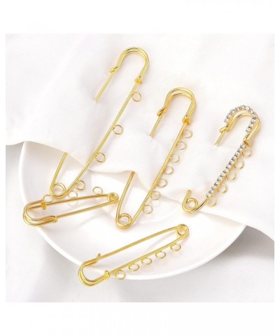 Brooch 3/4/5/7 holes with Rhinestone Jewelry for Women Safety Pin Suit for Wedding Jeans Sweater Shawl Clips 10 Pcs Yellow Go...