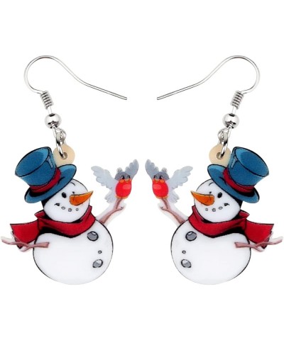 Cute Acrylic Cartoon Christmas Snowman Earrings Drop Dangle Decoration Costumes Jewelry For Women Girls Gift New Year Navy $6...