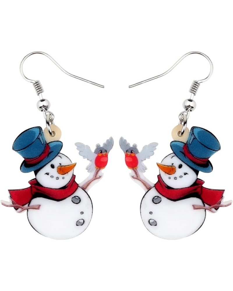 Cute Acrylic Cartoon Christmas Snowman Earrings Drop Dangle Decoration Costumes Jewelry For Women Girls Gift New Year Navy $6...