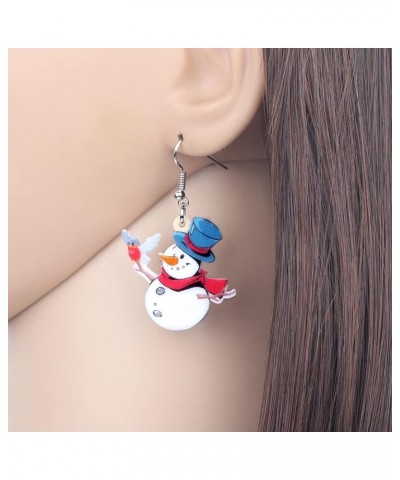 Cute Acrylic Cartoon Christmas Snowman Earrings Drop Dangle Decoration Costumes Jewelry For Women Girls Gift New Year Navy $6...