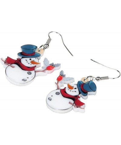 Cute Acrylic Cartoon Christmas Snowman Earrings Drop Dangle Decoration Costumes Jewelry For Women Girls Gift New Year Navy $6...