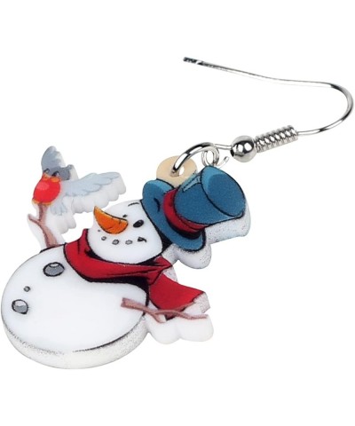 Cute Acrylic Cartoon Christmas Snowman Earrings Drop Dangle Decoration Costumes Jewelry For Women Girls Gift New Year Navy $6...