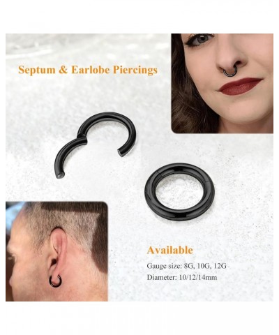 4G 6G 8G 10G 12G Clicker Rings 316L Surgical Steel Hinged Segment Hoop for Septum and Cartilage Earlobe Piercings, Diameter 1...