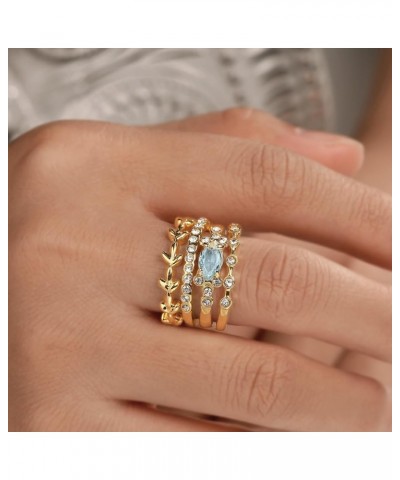 Stackable Gold Rings for Women Non Tarnish Trendy Dainty 14K Gold Plated Stacking Cubic Zirconia Rings Set Pack Statement Chu...