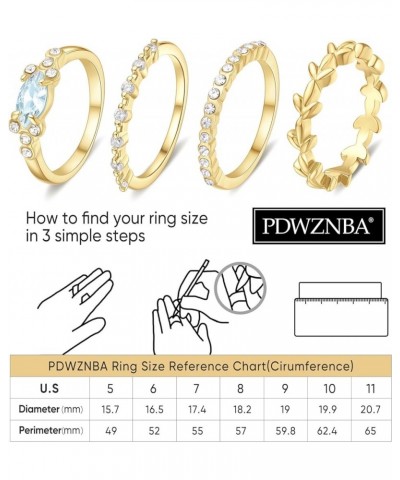 Stackable Gold Rings for Women Non Tarnish Trendy Dainty 14K Gold Plated Stacking Cubic Zirconia Rings Set Pack Statement Chu...