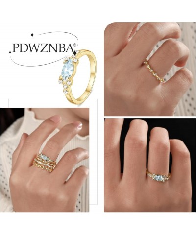 Stackable Gold Rings for Women Non Tarnish Trendy Dainty 14K Gold Plated Stacking Cubic Zirconia Rings Set Pack Statement Chu...