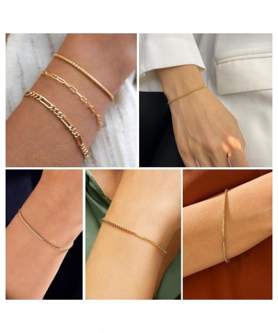 Gold Bracelets for Women Waterproof 14K Real Gold Plated Bracelet Stack Set Non Tarnish Trendy Thin Dainty Stackable Cuban Li...