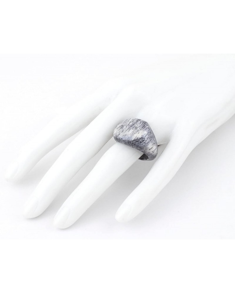 Zebra Batik Bone Ring Grey $9.50 Rings