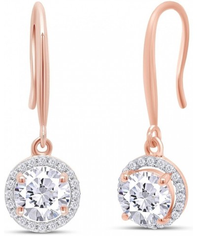 Moissanite Earrings, 2.20ct Round Cut Lab Created Diamond Earrings 925 Sterling Silver Dangle Earrings for Women rose-gold-pl...