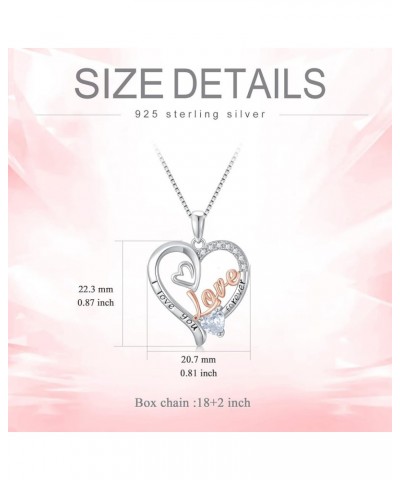 Gifts for Mom/Sister Necklace S925 Sterling Silver Heart CZ Stone I Love You Mom Necklace for Mom Pendant Birthday Gifts Jewe...