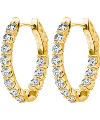 Sterling Silver Hoop Earrings Cubic Zirconia Earring Oval Shape Hoop Earring for Women Gift Gold Plated $14.57 Earrings