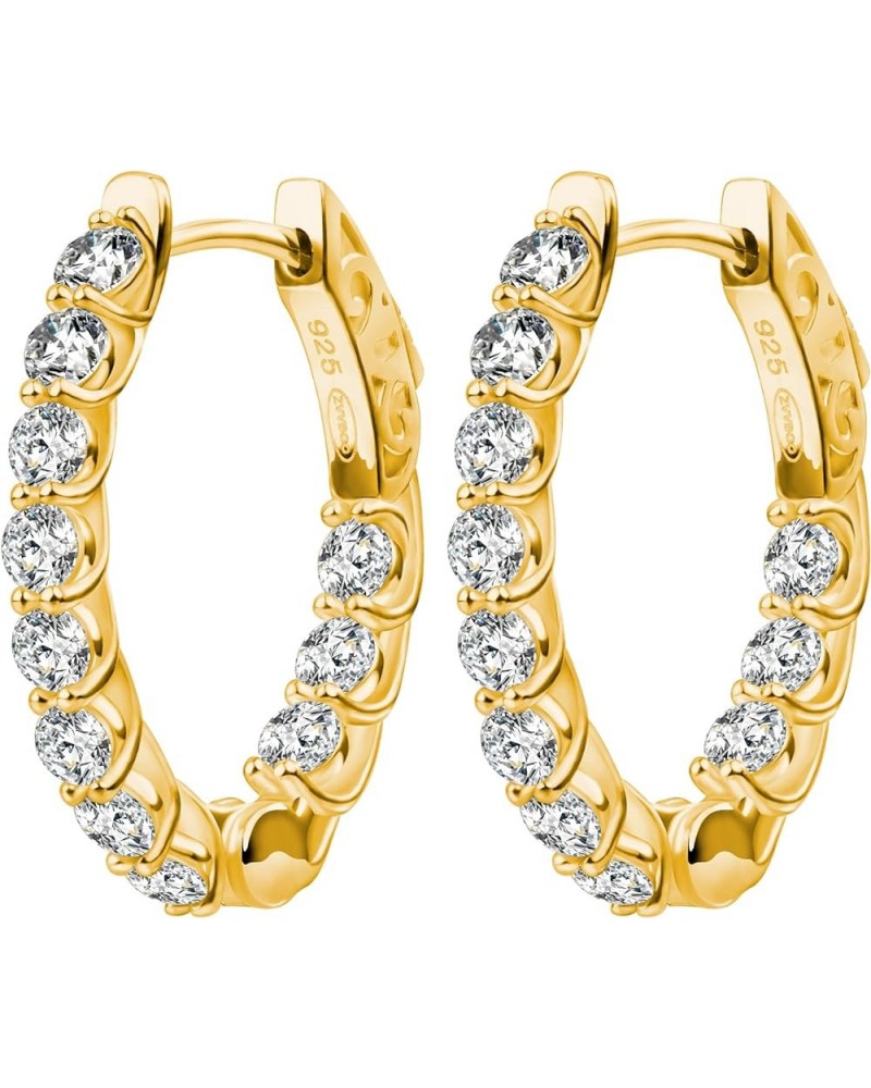 Sterling Silver Hoop Earrings Cubic Zirconia Earring Oval Shape Hoop Earring for Women Gift Gold Plated $14.57 Earrings