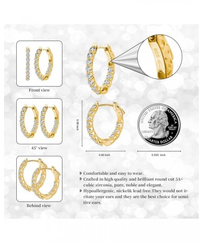 Sterling Silver Hoop Earrings Cubic Zirconia Earring Oval Shape Hoop Earring for Women Gift Gold Plated $14.57 Earrings