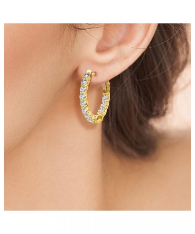 Sterling Silver Hoop Earrings Cubic Zirconia Earring Oval Shape Hoop Earring for Women Gift Gold Plated $14.57 Earrings