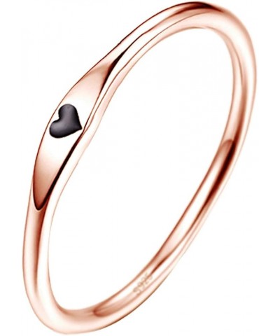 925 Sterling Silver Simple Carve Heart Wedding Band Stackable Promise Ring for Her Size 5-10 5 1 PCS B-Rose Gold-Black $10.59...