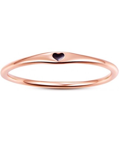 925 Sterling Silver Simple Carve Heart Wedding Band Stackable Promise Ring for Her Size 5-10 5 1 PCS B-Rose Gold-Black $10.59...