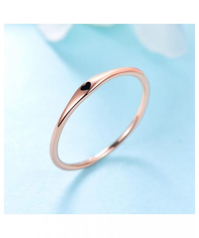 925 Sterling Silver Simple Carve Heart Wedding Band Stackable Promise Ring for Her Size 5-10 5 1 PCS B-Rose Gold-Black $10.59...