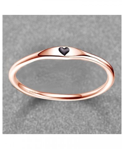 925 Sterling Silver Simple Carve Heart Wedding Band Stackable Promise Ring for Her Size 5-10 5 1 PCS B-Rose Gold-Black $10.59...