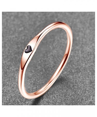 925 Sterling Silver Simple Carve Heart Wedding Band Stackable Promise Ring for Her Size 5-10 5 1 PCS B-Rose Gold-Black $10.59...