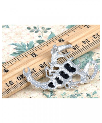 Womens Silvery Tone Abalone Colored Stones Heart Scorpio Scorpion Brooch Pin $11.39 Brooches & Pins