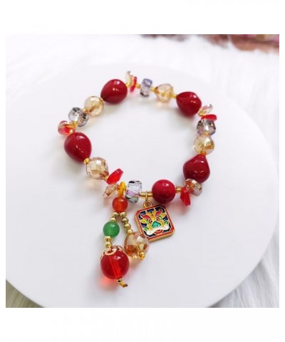 Year Of The Dragon Bracelets Red Bead Bracelets Colorful Crystal Beaded Stone Bracelets Good Luck Charm Jewelry Gift For Men ...